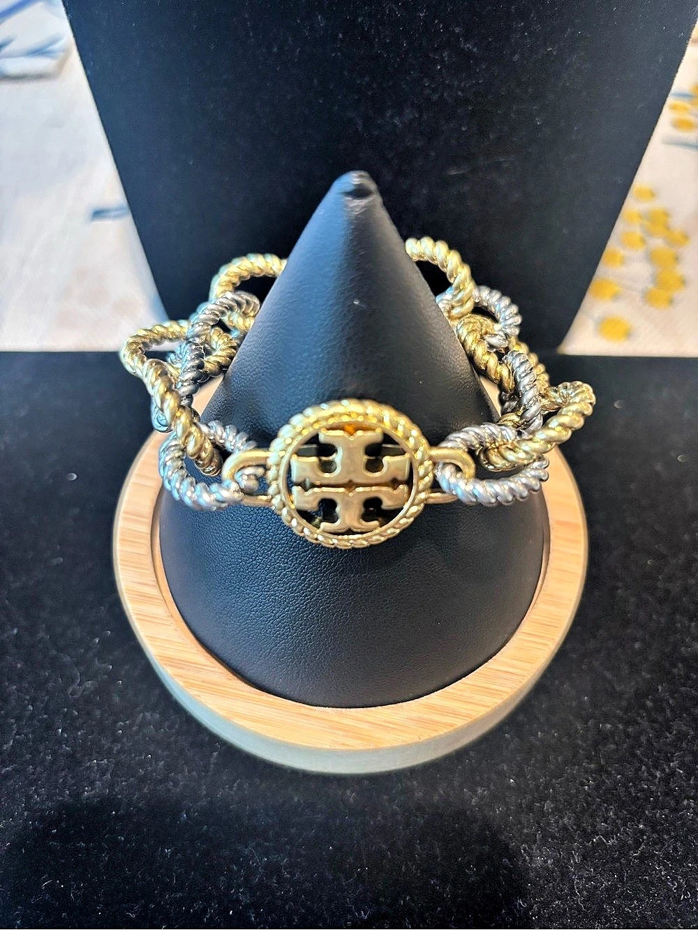 Tory Burch Two-Tone Textured Rope Link Bracelet